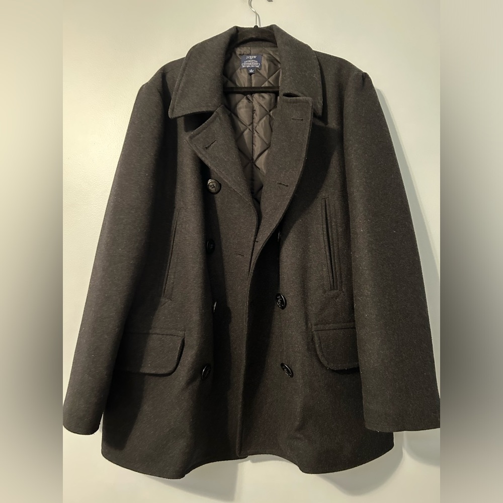 J Crew Pea Coat size XL   Dark grey  never worn